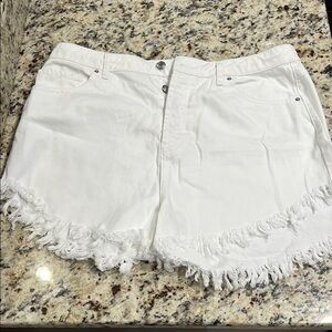Wild Fable White Jean Shorts Frayed Hem High-Waisted